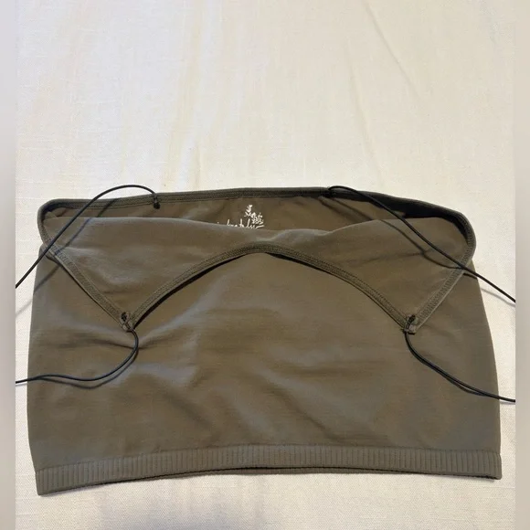 Free People, Intimately Olive Green Women's Spaghetti Strap Crop Top - Picture 4 of 6
